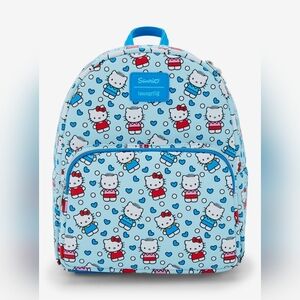 Loungefly Blue Hello Kitty &Dear Daniel AOP Backpack And Matching Wallet SET